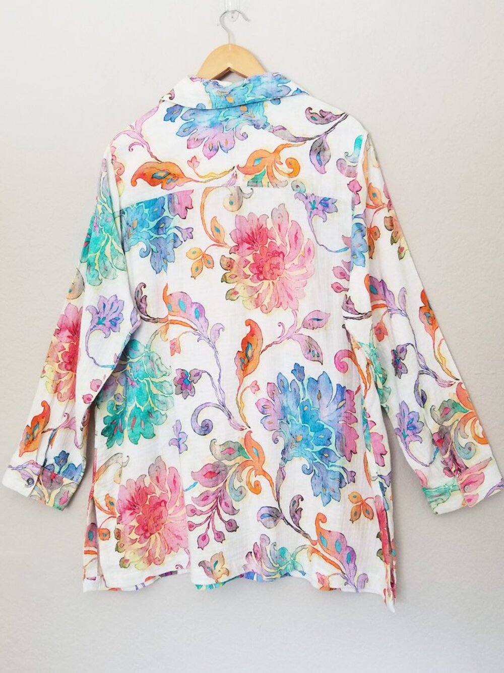 NEW Soft Surroundings Escambia Gauze Tunic Shirt 1X Multi Painterly Floral $110 - Picture 7 of 16
